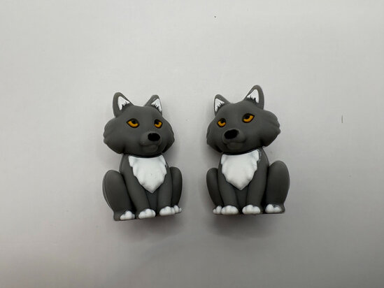 Knitting needle stoppers - Wolf