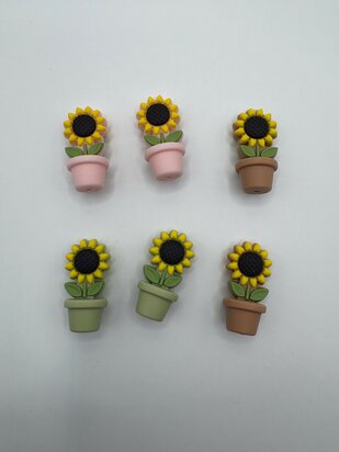 Knitting needle stoppers - Sunflower