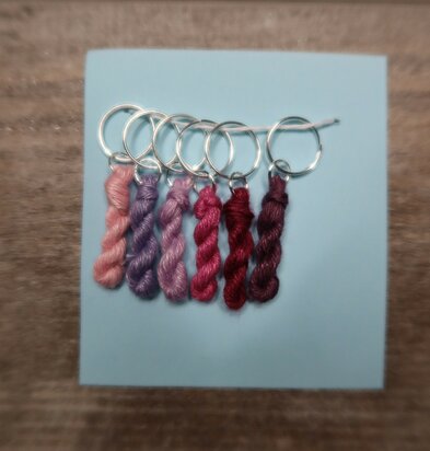 Lityarn stitchmarkers handmade silk skeins - pink/purple