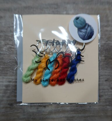 Lityarn stitchmarkers handmade silk skeins - rainbow