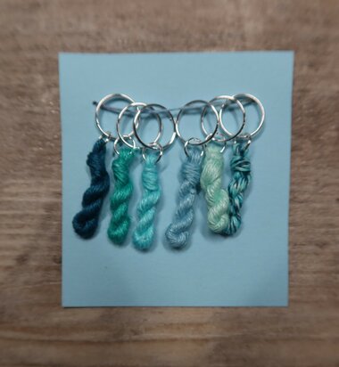 Lityarn stitchmarkers handmade silk skeins - colors of the sea
