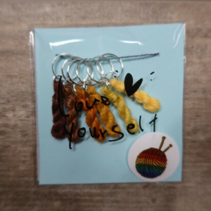 Lityarn stitchmarkers handmade silk skeins - yellow/brown