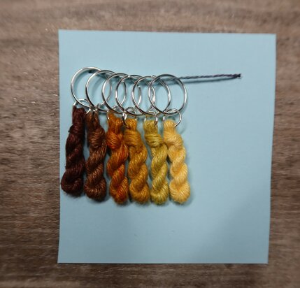 Lityarn stitchmarkers handmade silk skeins - yellow/brown