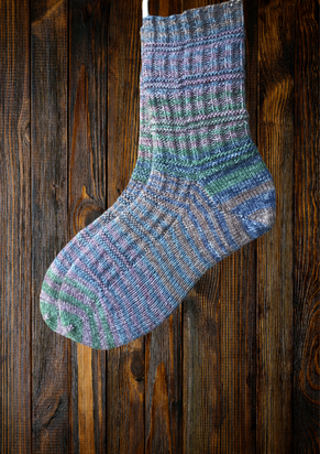 Veluwsch Verfgoed Sock Stripe - jeans/darkpurple/brown/green
