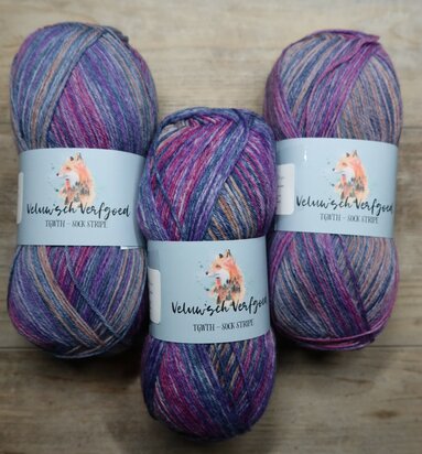 Veluwsch Verfgoed Sock Stripe - purple tones