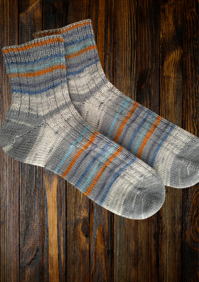 Veluwsch Verfgoed Sock Stripe - white-grey-blue-ochre