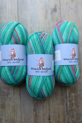 Veluwsch Verfgoed Sock Stripe - jade green with neon stripes