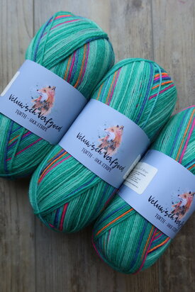 Veluwsch Verfgoed Sock Stripe - jade green with neon stripes