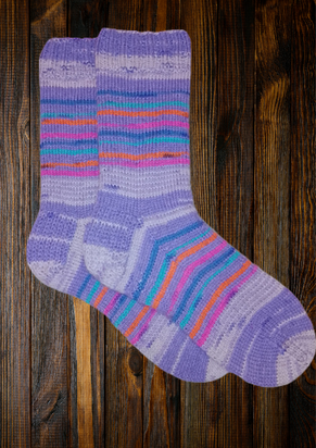 Veluwsch Verfgoed Sock Stripe - purple tones with neon stripes