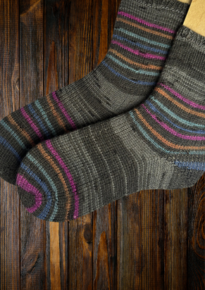 Veluwsch Verfgoed Sock Stripe - brown tones with neon stripes