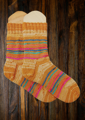 Veluwsch Verfgoed Sock Stripe - yellow/ochre tones with neon stripes