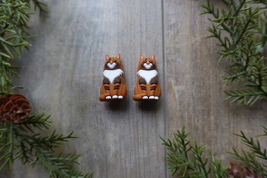 Knitting needle stoppers - pedigree cat brown