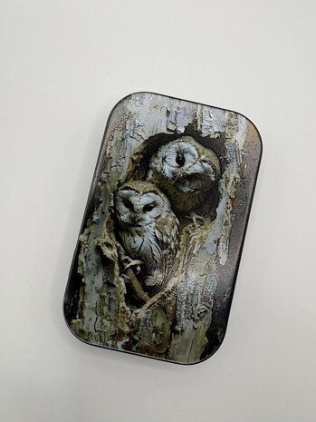 Gift can - Owls in tree