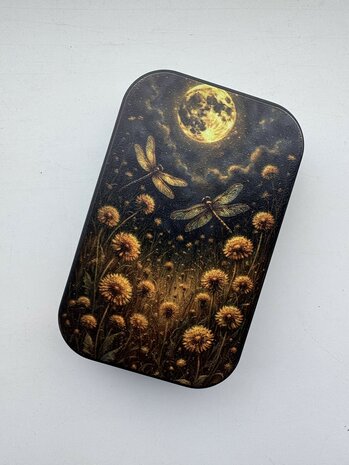 Gift can - Dragonflies under a golden moon