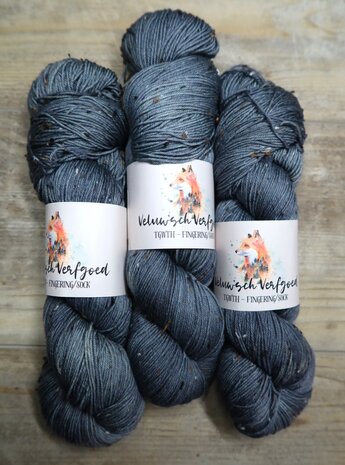 Veluwsch Verfgoed Sock tweed  -Zwart anijszaad