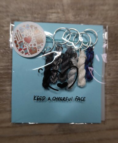 Lityarn stitchmarkers handmade silk skeins - white-grey-black
