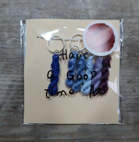 Lityarn stitchmarkers handmade silk skeins - blue/purple