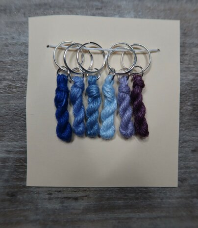 Lityarn stitchmarkers handmade silk skeins - blue/purple