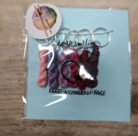 Lityarn stitchmarkers handmade silk skeins - pink/purple