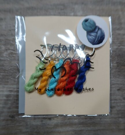 Lityarn stitchmarkers handmade silk skeins - rainbow