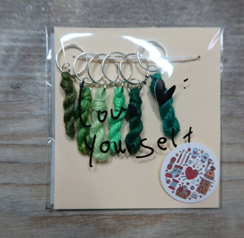 Lityarn stitchmarkers handmade silk skeins - green