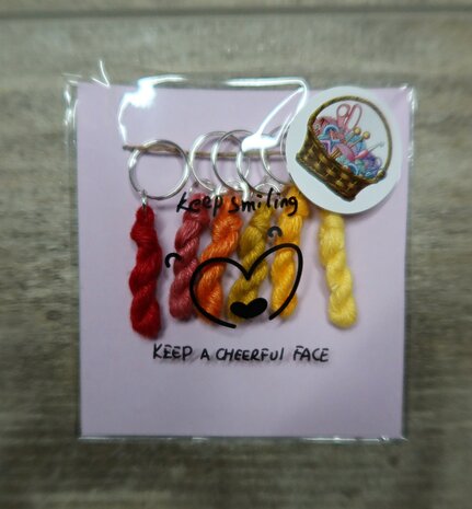 Lityarn stitchmarkers handmade silk skeins - yellow-orange-red