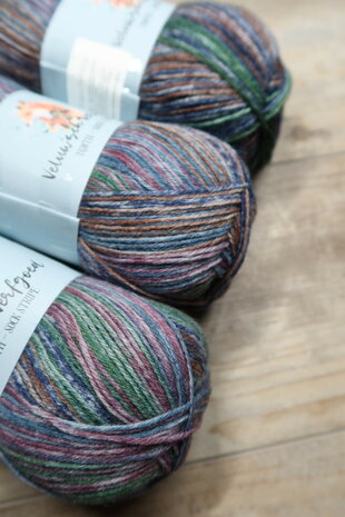 Veluwsch Verfgoed Sock Stripe - jeans/darkpurple/brown/green