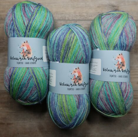 Veluwsch Verfgoed Sock Stripe - green/purple/blue
