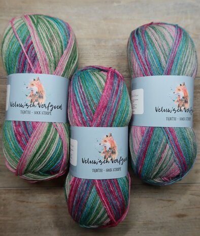 Veluwsch Verfgoed Sock Stripe - pink/green/aqua