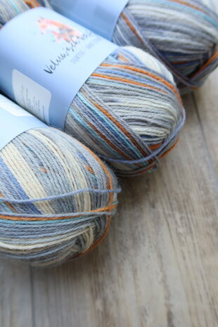 Veluwsch Verfgoed Sock Stripe - white-grey-blue-ochre