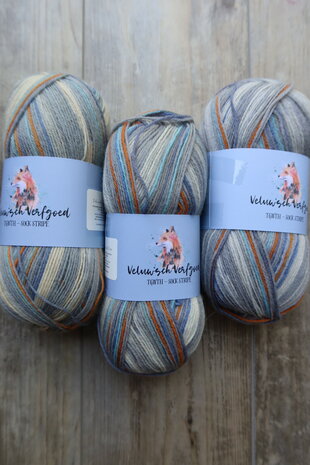 Veluwsch Verfgoed Sock Stripe - white-grey-blue-ochre