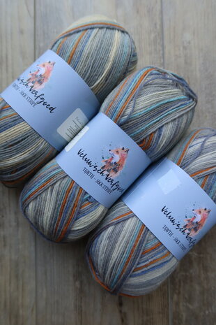 Veluwsch Verfgoed Sock Stripe - white-grey-blue-ochre