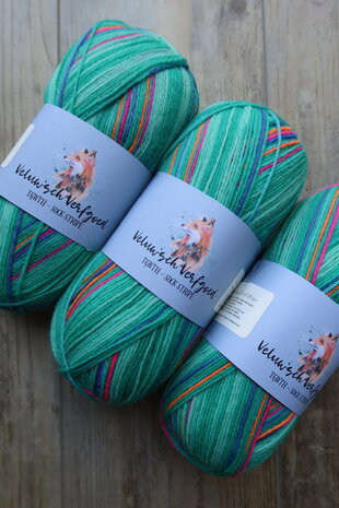 Veluwsch Verfgoed Sock Stripe - jade green with neon stripes