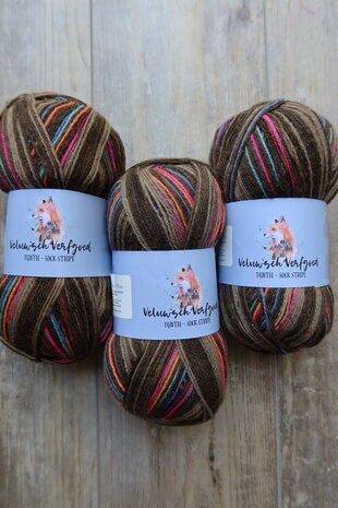 Veluwsch Verfgoed Sock Stripe - brown tones with neon stripes
