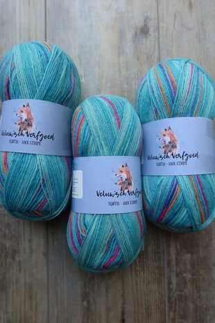 Veluwsch Verfgoed Sock Stripe - blue tones with neon stripes