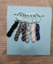 Lityarn stitchmarkers handmade silk skeins - white-grey-black