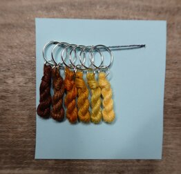 Lityarn stitchmarkers handmade silk skeins - yellow/brown