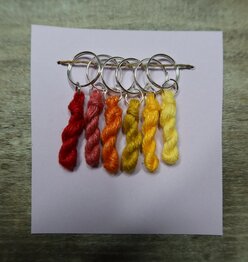 Lityarn stitchmarkers handmade silk skeins - yellow-orange-red