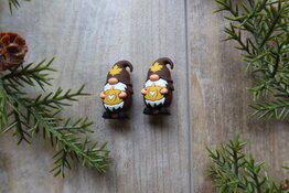 Breinaald stoppers - Gnome donkerbruin met gele pompoen